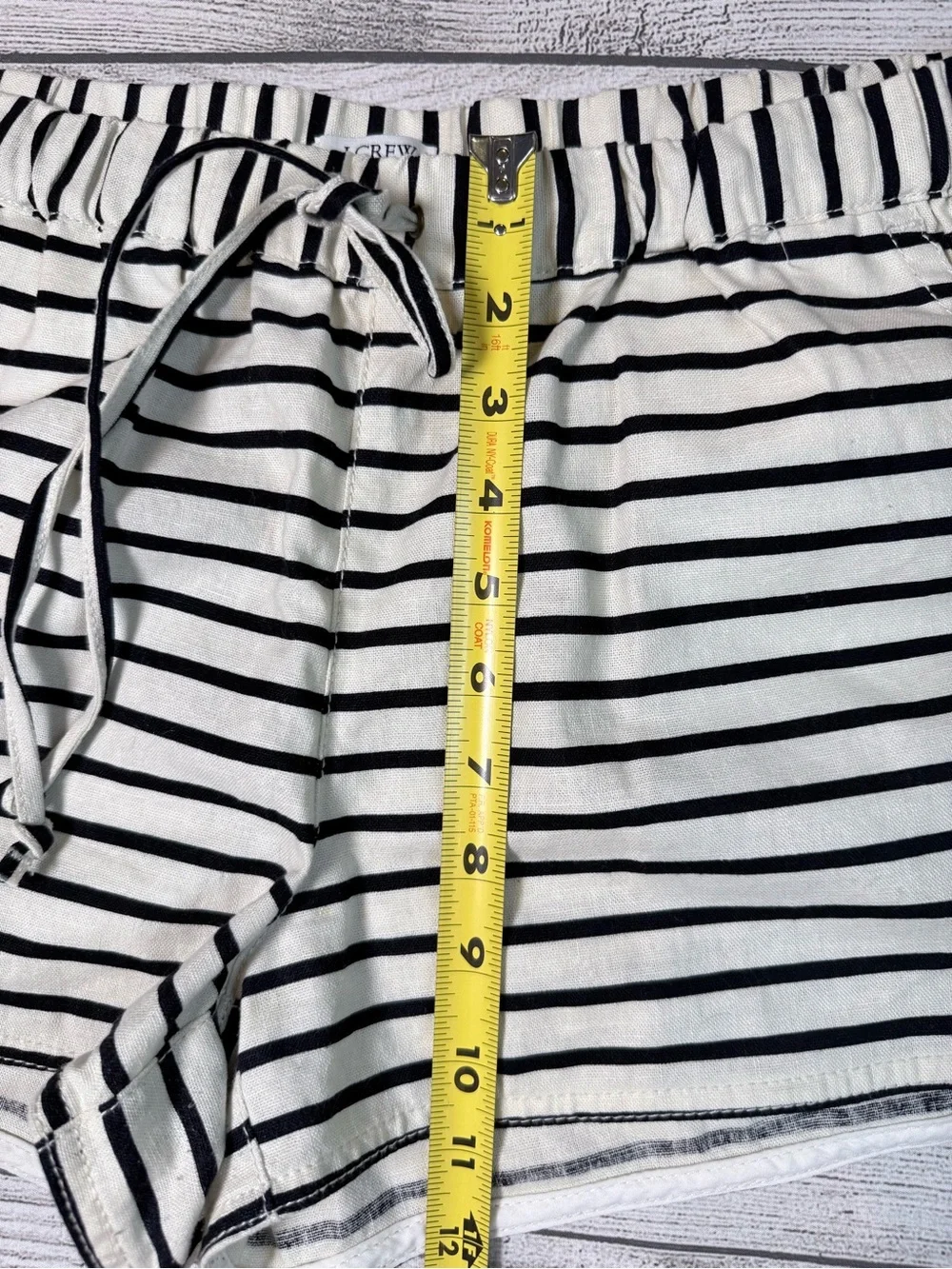 J. Crew White and Black Striped Cotton Drawstring Athletic Shorts